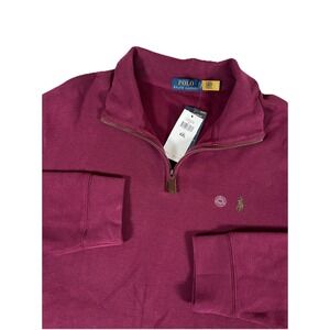 Polo Ralph Lauren Estate Rib Jersey Dark Red 1/4 Zip Pullover Men's Sz XXL NWT